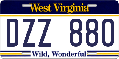 WV license plate DZZ880