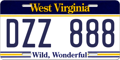 WV license plate DZZ888