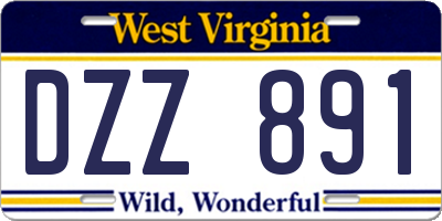 WV license plate DZZ891