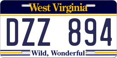 WV license plate DZZ894