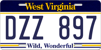 WV license plate DZZ897