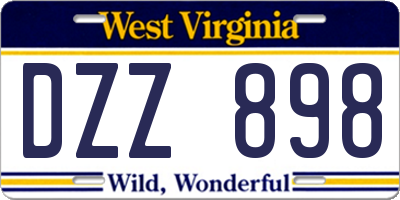 WV license plate DZZ898
