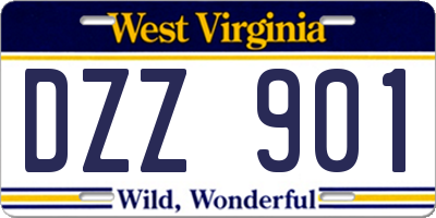 WV license plate DZZ901