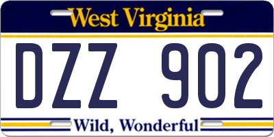 WV license plate DZZ902