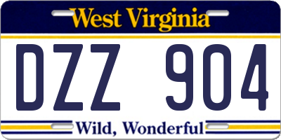 WV license plate DZZ904
