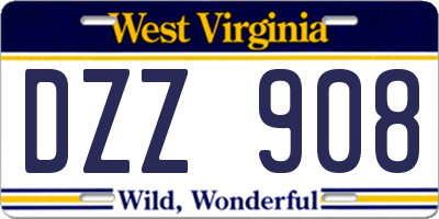 WV license plate DZZ908