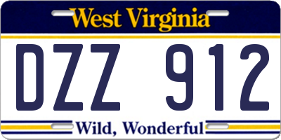 WV license plate DZZ912