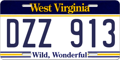 WV license plate DZZ913