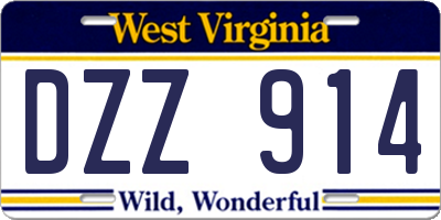 WV license plate DZZ914