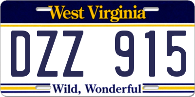 WV license plate DZZ915