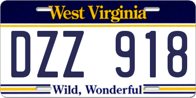 WV license plate DZZ918