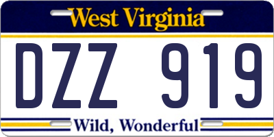 WV license plate DZZ919