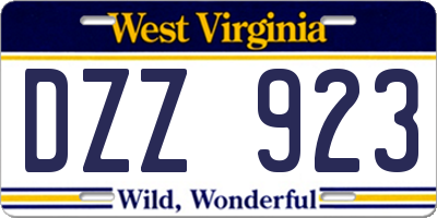 WV license plate DZZ923