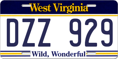 WV license plate DZZ929