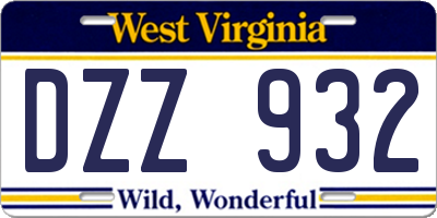 WV license plate DZZ932