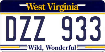 WV license plate DZZ933