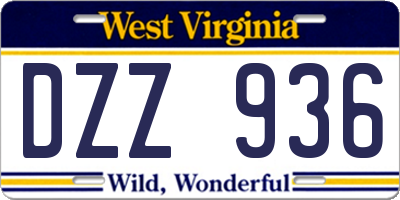 WV license plate DZZ936