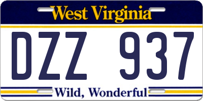 WV license plate DZZ937