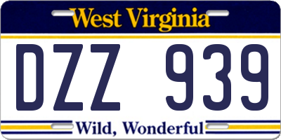 WV license plate DZZ939