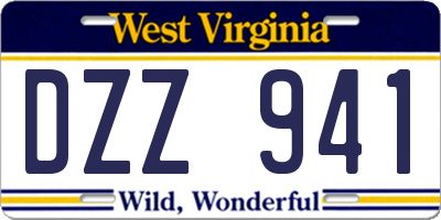 WV license plate DZZ941