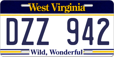 WV license plate DZZ942