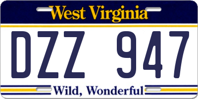WV license plate DZZ947