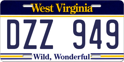 WV license plate DZZ949