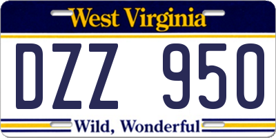 WV license plate DZZ950