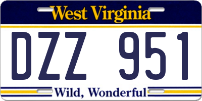 WV license plate DZZ951