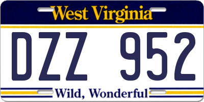 WV license plate DZZ952