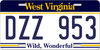 WV license plate DZZ953