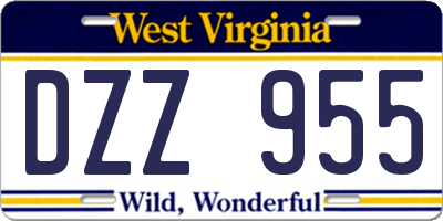 WV license plate DZZ955