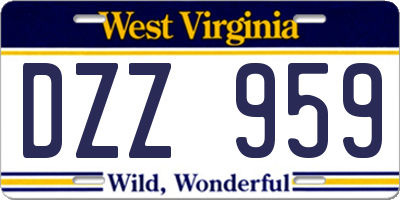WV license plate DZZ959