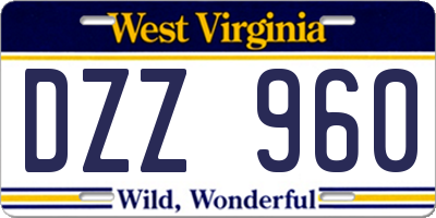 WV license plate DZZ960