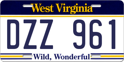 WV license plate DZZ961