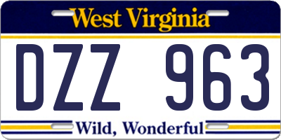 WV license plate DZZ963