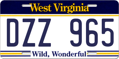 WV license plate DZZ965