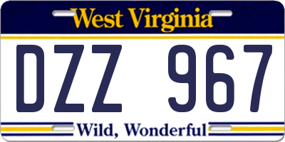 WV license plate DZZ967