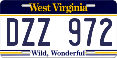 WV license plate DZZ972