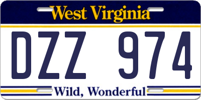 WV license plate DZZ974