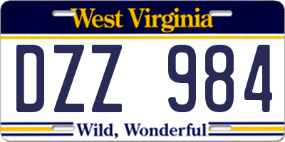 WV license plate DZZ984