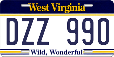 WV license plate DZZ990