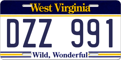 WV license plate DZZ991