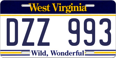 WV license plate DZZ993