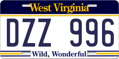 WV license plate DZZ996