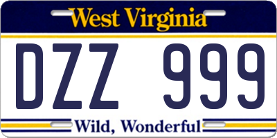 WV license plate DZZ999