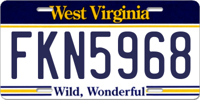 WV license plate FKN5968