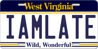 WV license plate IAMLATE