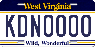 WV license plate KDN0000