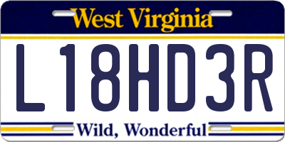 WV license plate L18HD3R